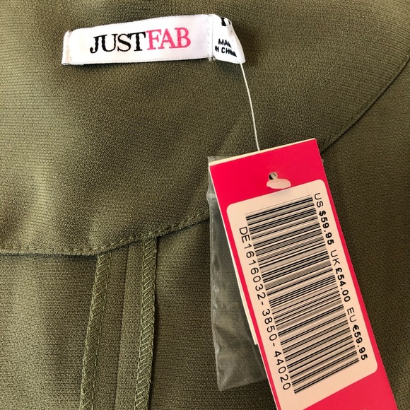 JustFab Lapel-less Olive Green Fitted Blazer - Picture 7 of 10